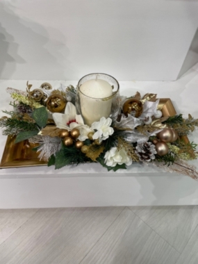 Glass Candle Christmas Arrangement